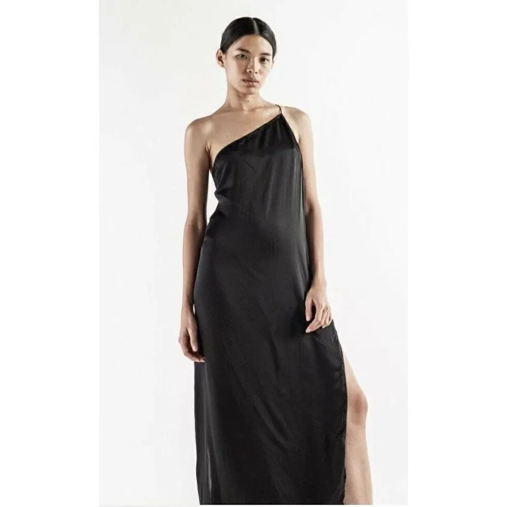 NWT FREE PEOPLE X NICHOLAS K Sz S KYLE DRESS SATIN ONE SHOULDER MAXI DRESS
